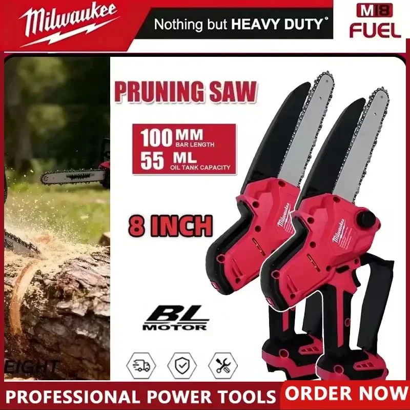 

Milwaukee High-power Chainsaw 8 Inch Auto Oiler Brushless Electric Chain Saw Pruning Wood Cutting Power Tools For 18V Battery