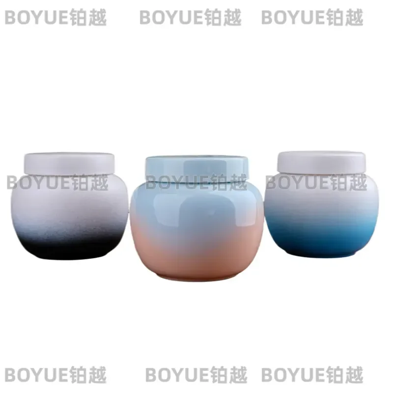 Small Ceramic Pet Urn Sealed Round Jar for Dog Cat Ashes Memorial Keepsake Box Food Grade Storage Container