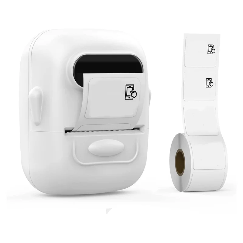 Label Maker Machine with Tape Barcode Label Printer - Mini Portable Bluetooth Thermal Labeler, White