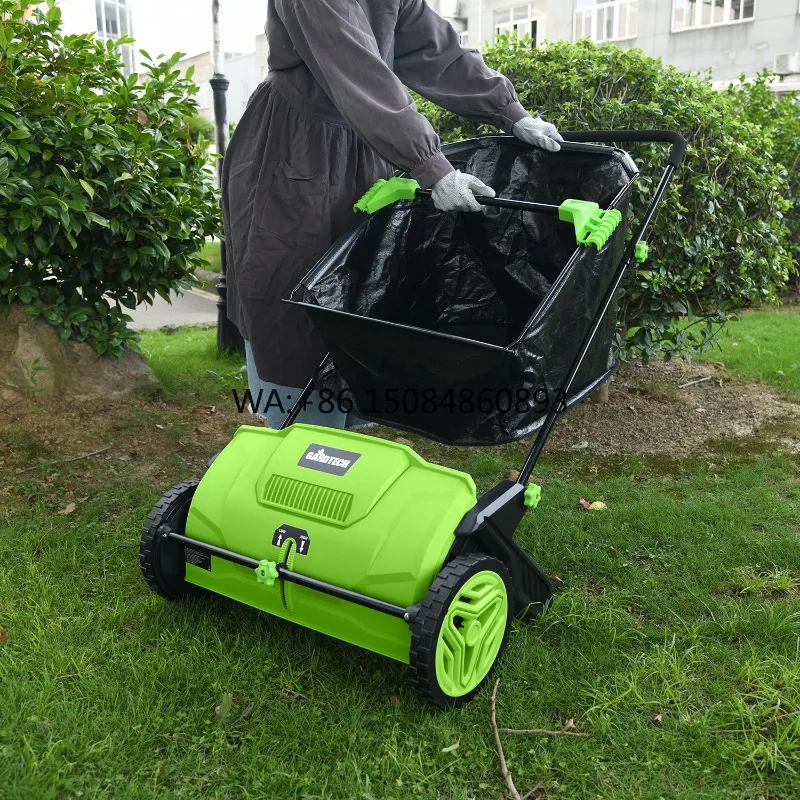 Manual Hand Push Lawn Sweeper, Durable Large Capacity Leaf Collector Yard Sweeper for Garden Courtyard Fallen Leaf Cleaning