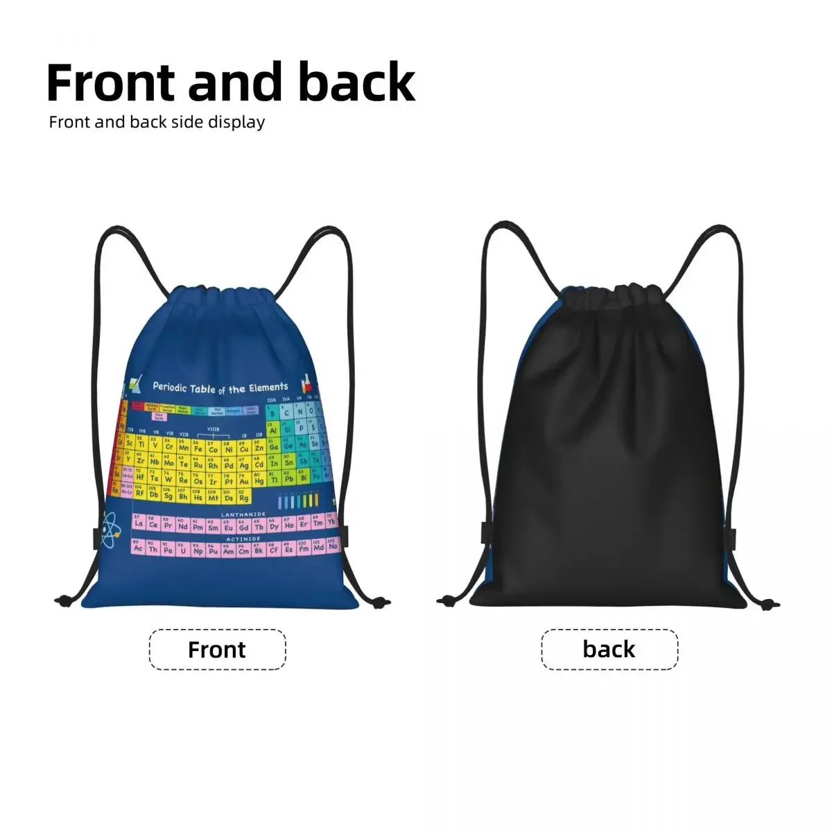 Periodic Table Drawstring Backpack Sports Gym Bag for Women Men Chemistry Science Pattern Training Sackpack