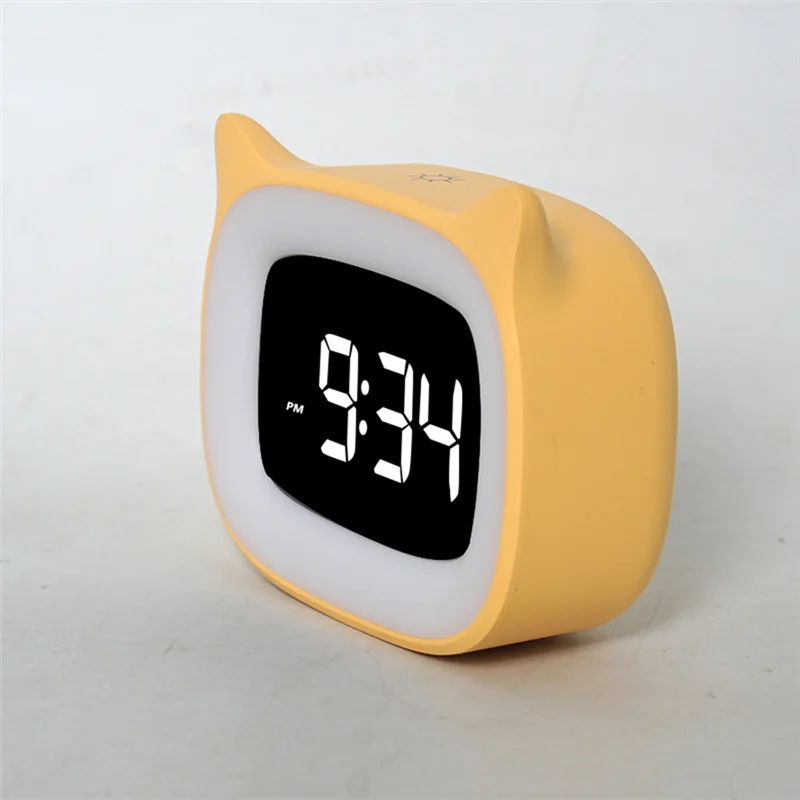 AT43-LED Night Light Alarm Clock, Desktop Functional Electronic Clock, Bedroom Atmosphere Night Light Clock, Family Room