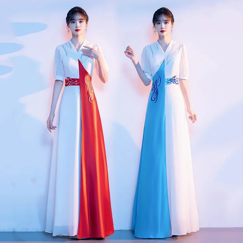 

Color-Changing Performance Gown Women's New Sle Student Recitation Cetition Chorus Performance Costume ort Sve Floo...