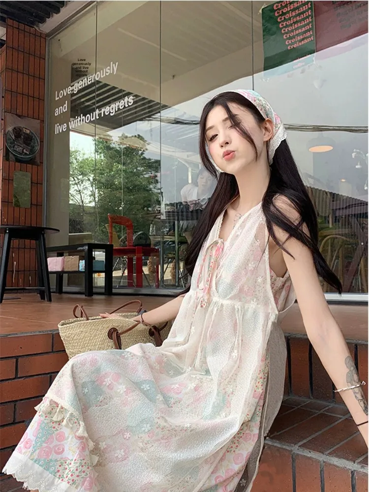 Vaion Sle Floral Print ter Dr Lace Overlay Skirt Headscarf Tee Piece Set Women's Clothing Commute Sle High Wai...