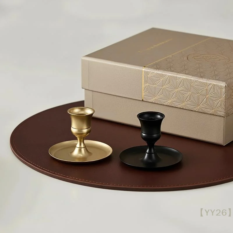【YY26】Retro Metal Candlestick Holder – Weighted Base Taper Candle Stand for Home Hotel Table Decor