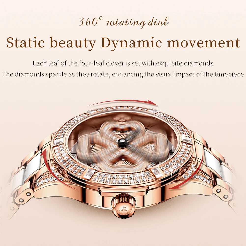 OUPINKE 3279 Women Watch Waterproof Elegant Ceramic Lucky Luxury Brand Automatic Mechanical Watch Swiss Movement Women Watch
