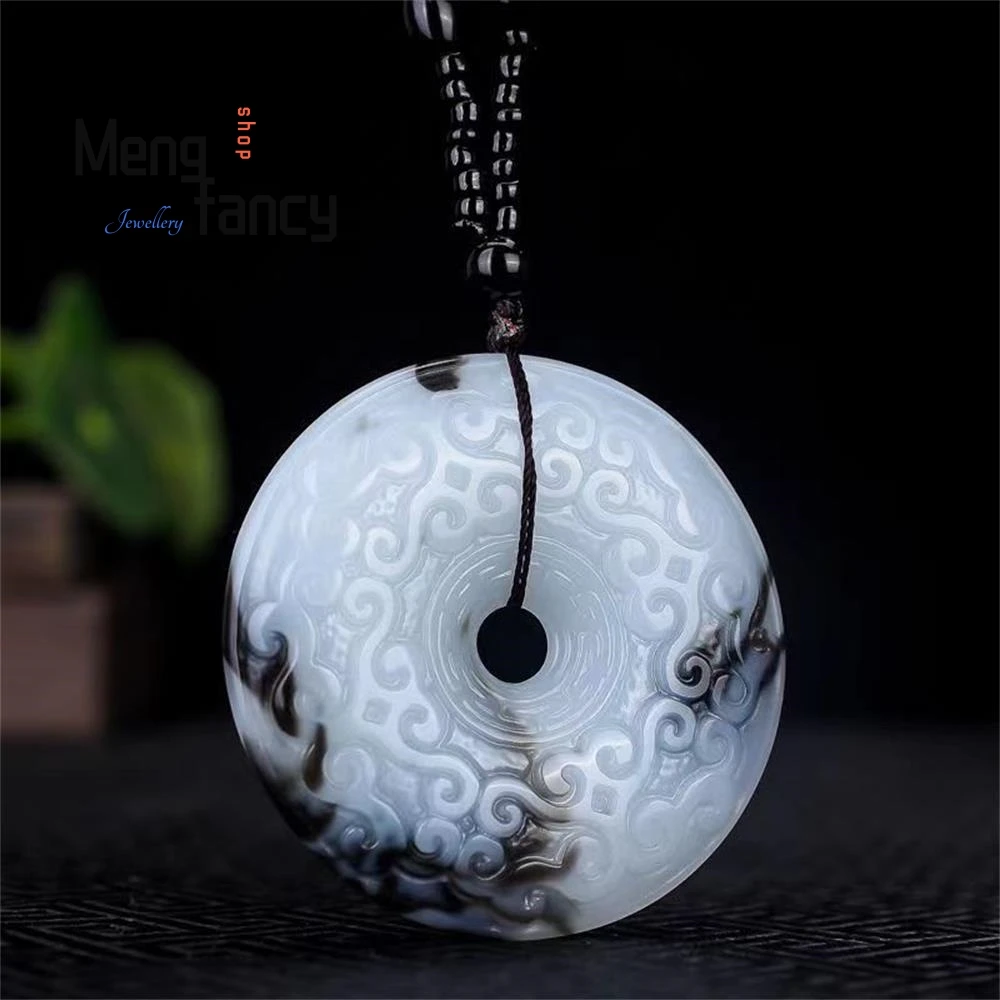 Natural Hetian Jade Retro Ruyi Auspicious Cloud Peace Pendant Exquisite Mascots Fashion Fine Jewelry Best Selling Holiday Gift