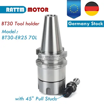 【EU】BT30 Tool Holder BT30-ER25 70L Precision 0.001 Collet Chuck Holder 45 Deg Pull Stud for CNC Milling Lathe Spindle