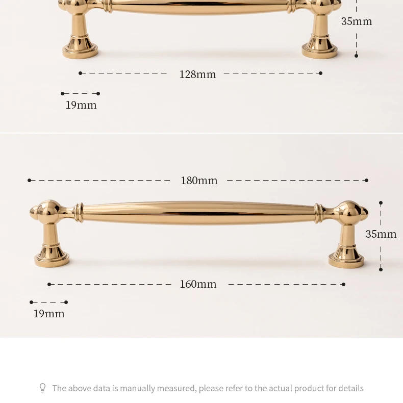Gold PVD brass drawer pull and round cabinet knob shown in the supplier product illustration 20