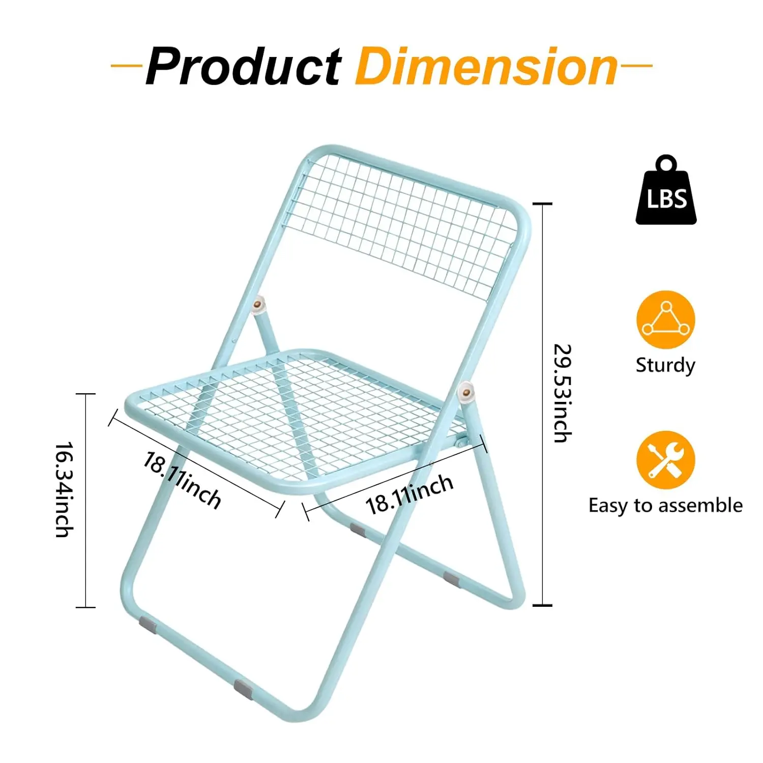 4 Pack Folding Chair,Blue Color,Single Piece,Foldable Space - Saving Design for Indoor/Outdoor Use, Customized