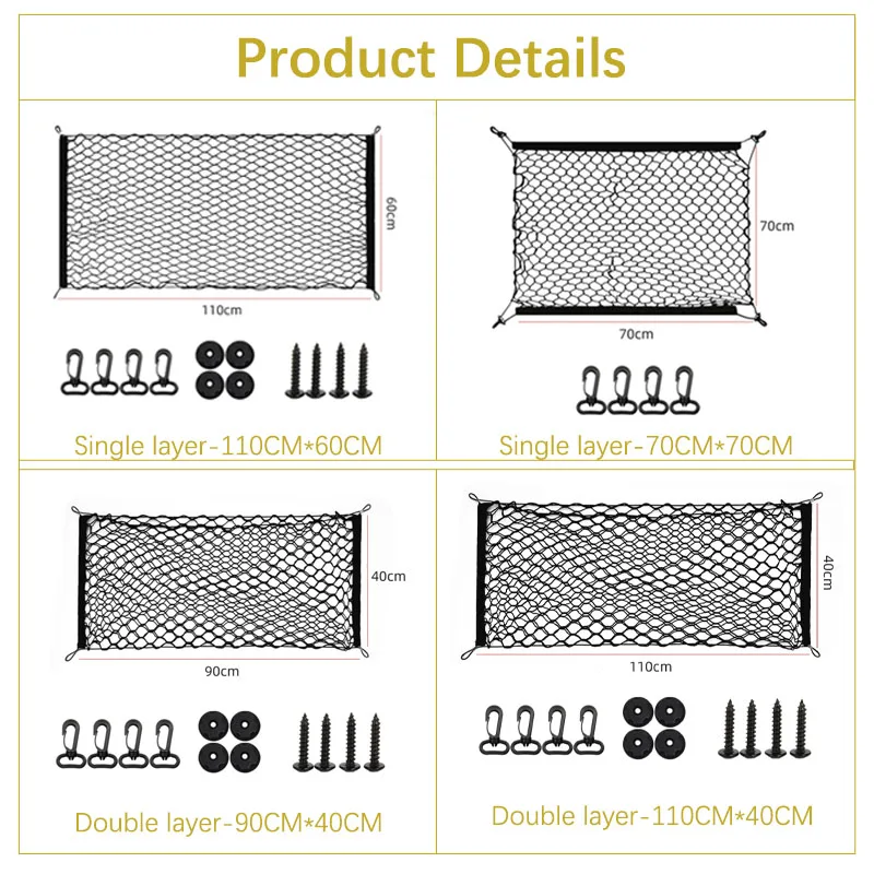 

Car Trunk Nets For Denza Z9 GT EV 2024 2025 2026 2027 Nylon Elastic Mesh Storage Back Cargo Bags Interior Parts Auto Accessories