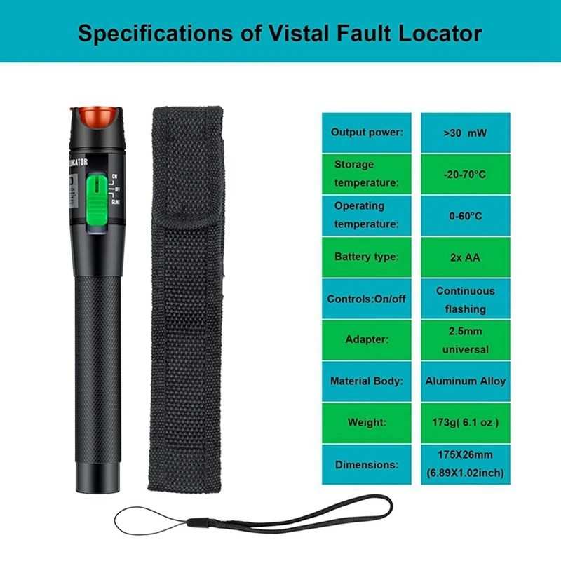 Imagem -06 - Visual Fault Locator com Modo Único Fiber Light Tester Cabo Óptico Vfl fc Macho para lc Adaptador Fêmea a 4x 30mw 30km