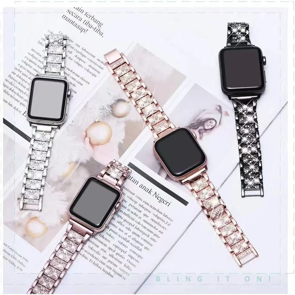 

Metal Diamond Strap For Apple Watch 49mm 45mm 44mm 42mm 41mm 40mm Stainless Steel Swan Style Bracelet iWatch Ultra 87 6 5 4 3 SE