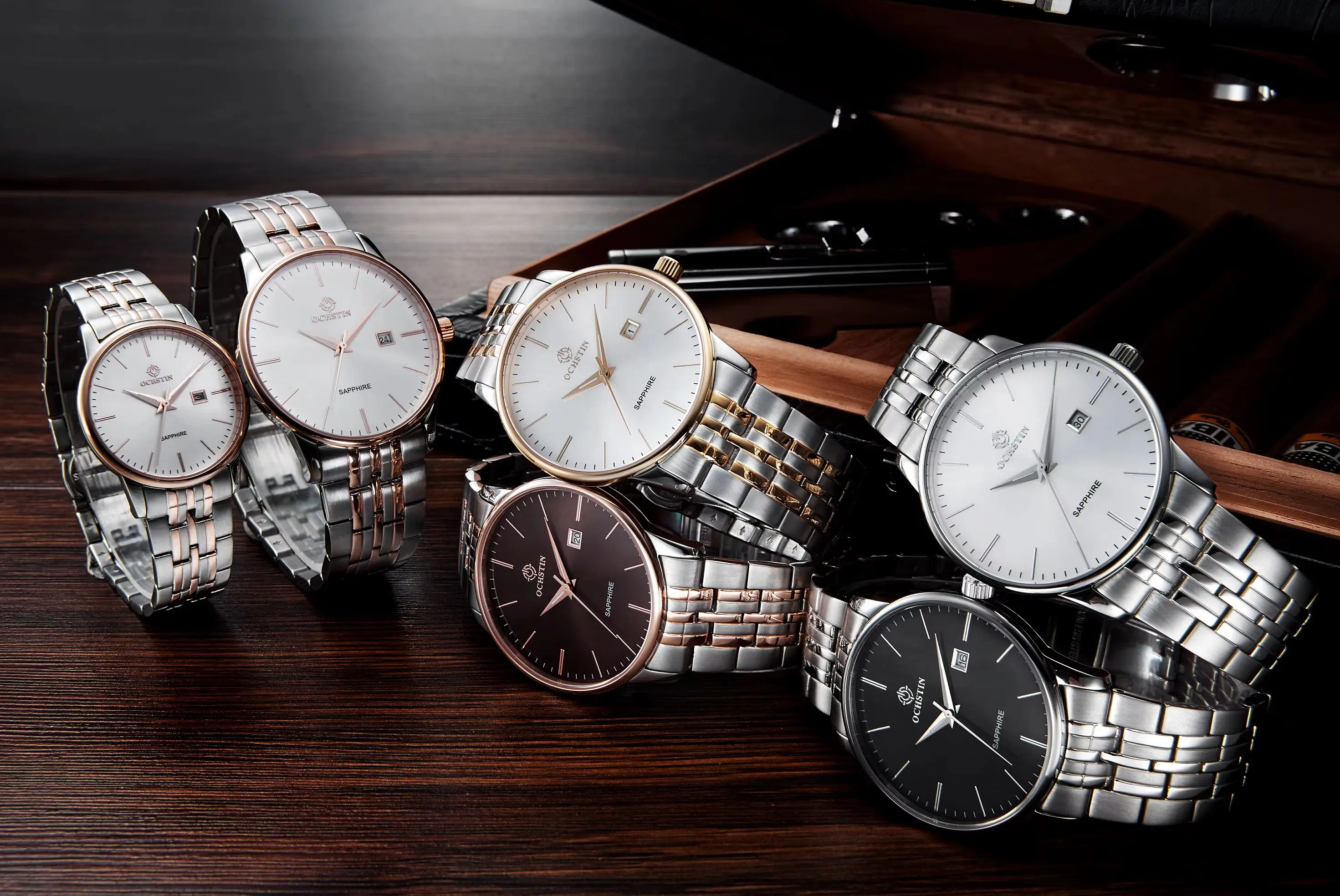 OCHSTIN Fashion Casual Lovers Wristwatch Stainless Steel Quartz Couple Watches Watches Brand Luxury Waterproof His and Her Clock