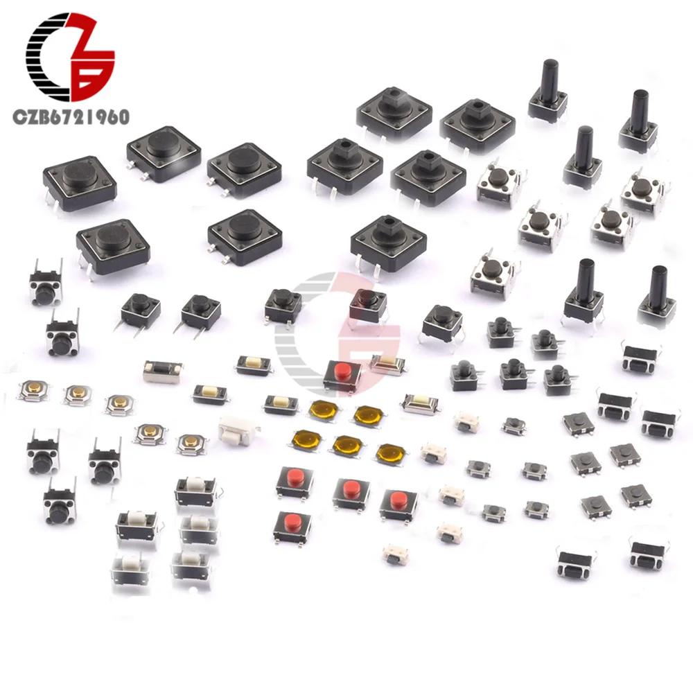 125pcs 25 Types/lot Assorted Micro Push Button Tact Switch Reset Mini Leaf Switch SMD DIP 2*4 3*6 4*4 6*6 Diy Electronic kits