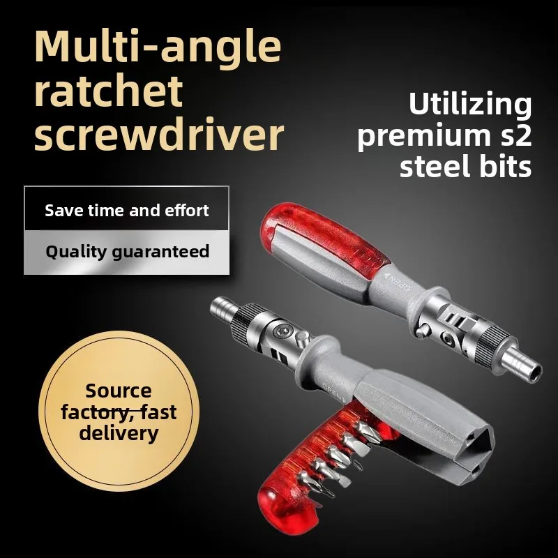 10-in-1 Bidirectional Ratchet Screwdriver Set with S2 Bits, Multi-Angle Tool for Household Repairs and Workshop Maintenance