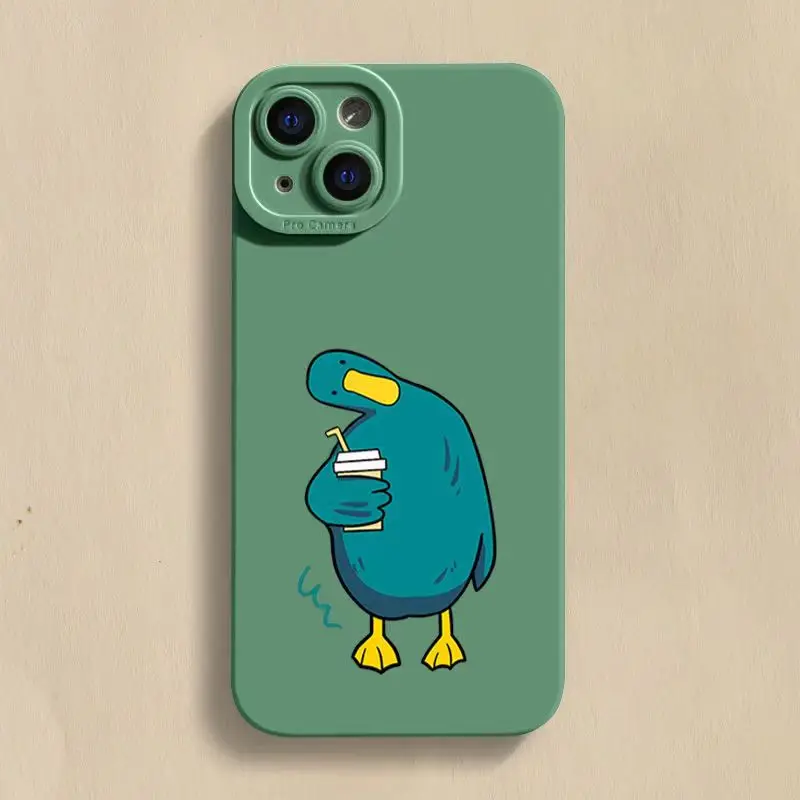 New Cartoon Duck Case iPhone 11 Case For iPhone 13 14 15 Pro Max 12 Mini XS Max XR X 8 7 15 Plus Shockproof Silicone Soft Cover