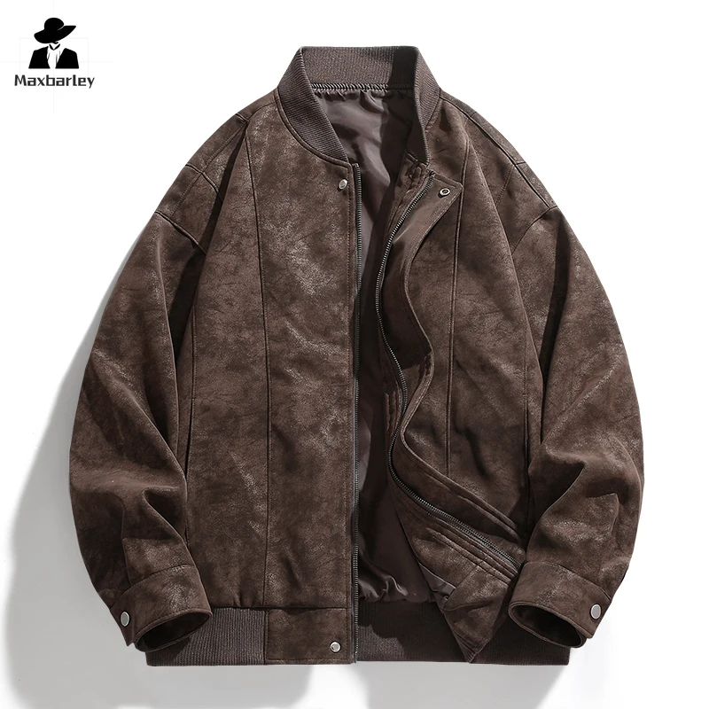 

Deerskin Velvet Leather Jacket Men's Autumn Winter Vintage Motorcycle Jacket For Men Casual Biker Leather Coats Male Streetwear