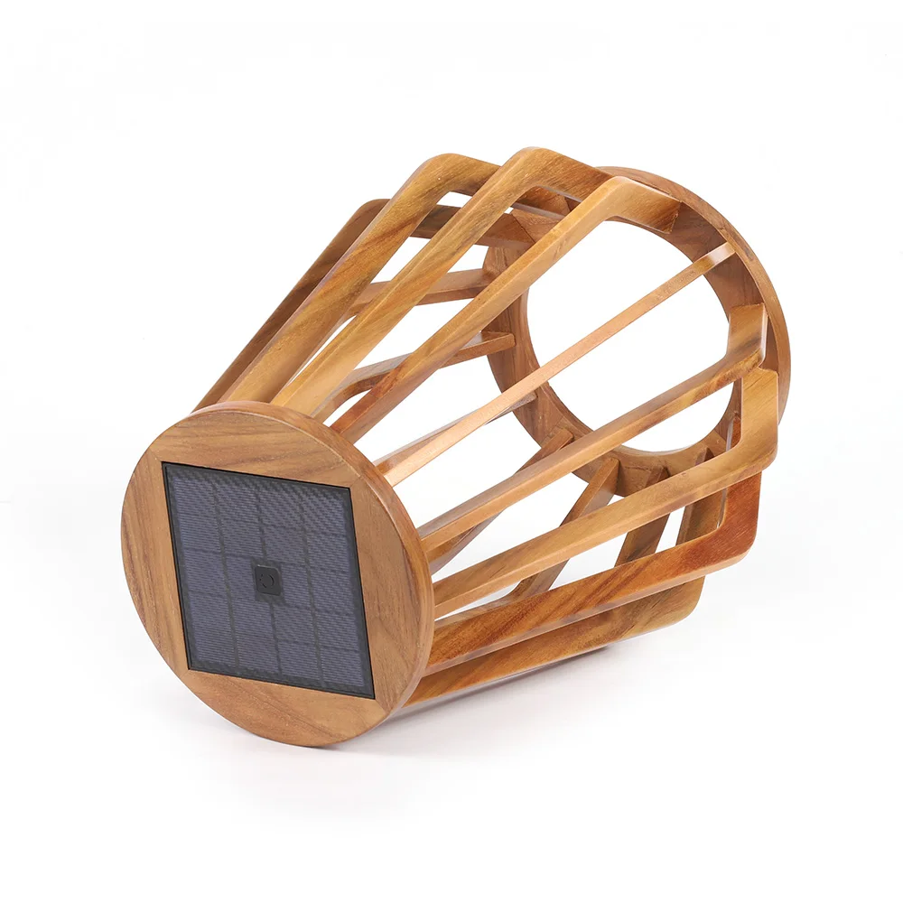 Solar Cell Powered Outdoor Garden Lighting Backyard Floor Hanging LED Lanterns Easy to Install Ambient Light Wood Frame