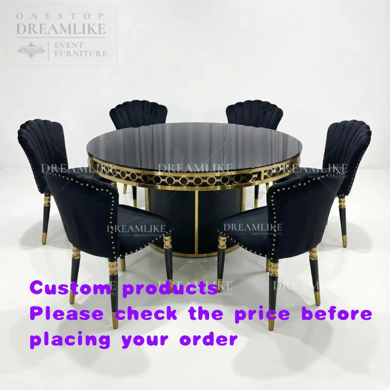custom.Commercial Grade Round Black Iron Dining Table Wedding Banquet Rental Ready Factory Bulk Order