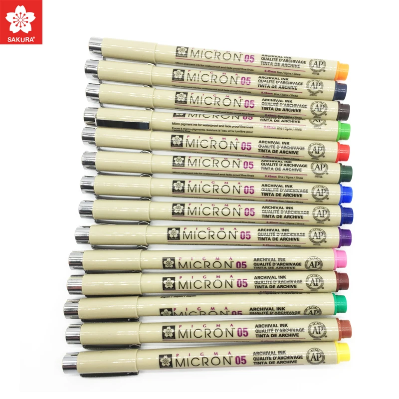 Set di 8/14 colori SAKURA Pigma Micron Penna di Linea 0.25 millimetri 0.45 millimetri di Colore Linee di Trafilatura di Fineliner Marker studente penna Rifornimenti di Arte