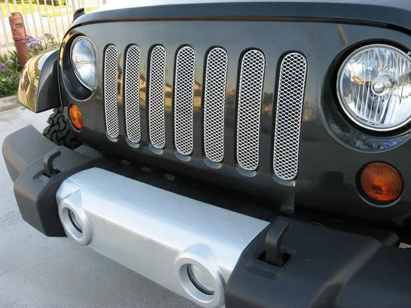 Unpainted Primer Front Racing Grill Grille Bumper Inlet Grill Grid For Jeep Wrangler JK JKU 2007-2017 2010 J400  Bumper Mesh