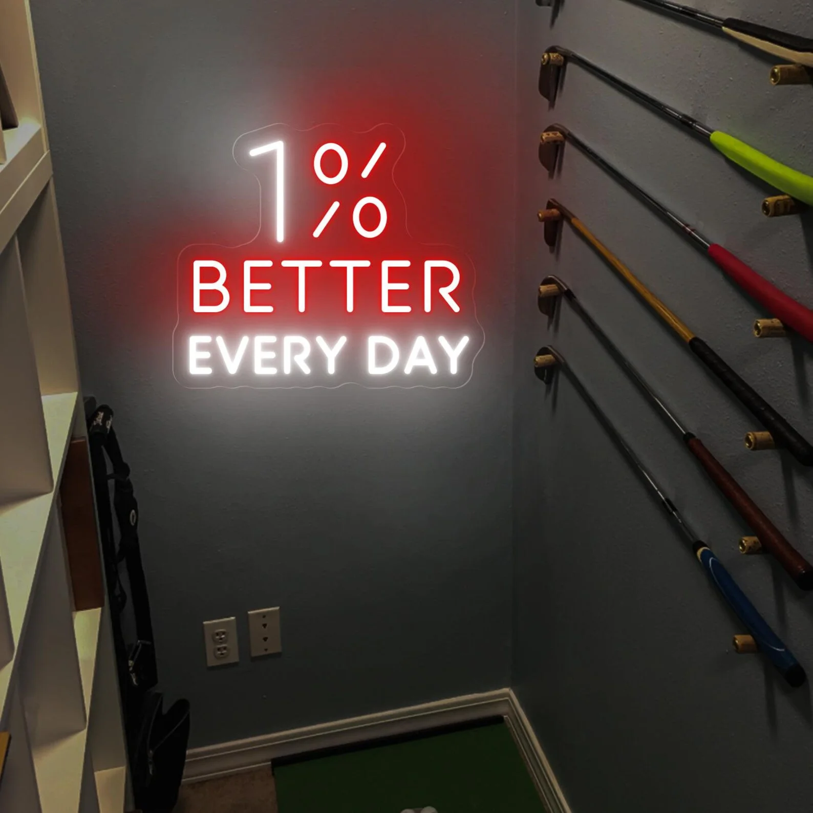 1% Better Everyday Neon Sign, Motivational Quote Neon, Gym Wall Art, Christmas Gift, Sports Room Sign, Physical Therapy Neon, Fi