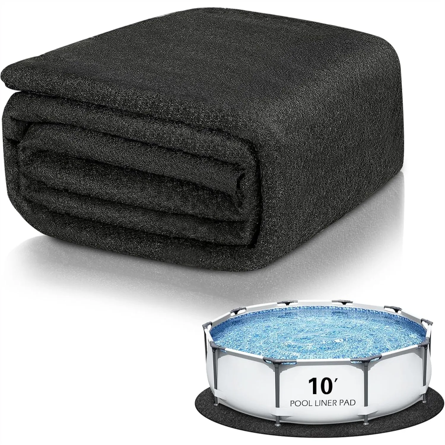 10FT Round Pool Pad for Above Ground Pools, Heavy Duty Puncture Resistant Liner Protector, Seamless Under Pool Mat Extends Liner