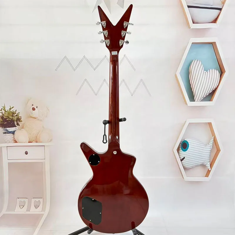 Factory direct supply, special‑shaped electric guitar, logo‑free electric guitar, yellow front and red back, Free shipping