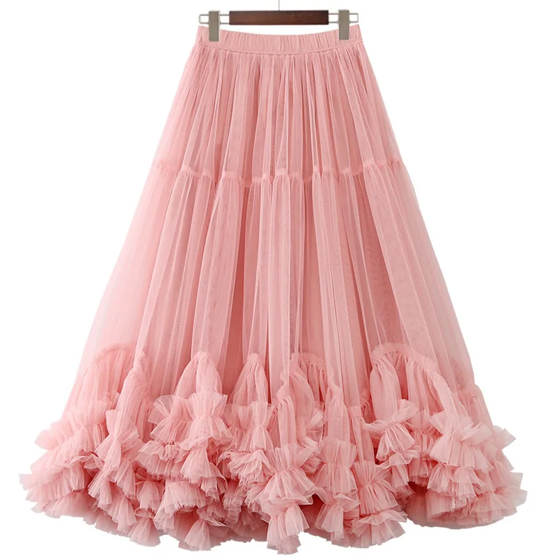 

Faionable Me A-Line f Skirt with Large Flounce And Earlet Trim Sweet Gored Skirt Casual Leisure Polyester Fabric