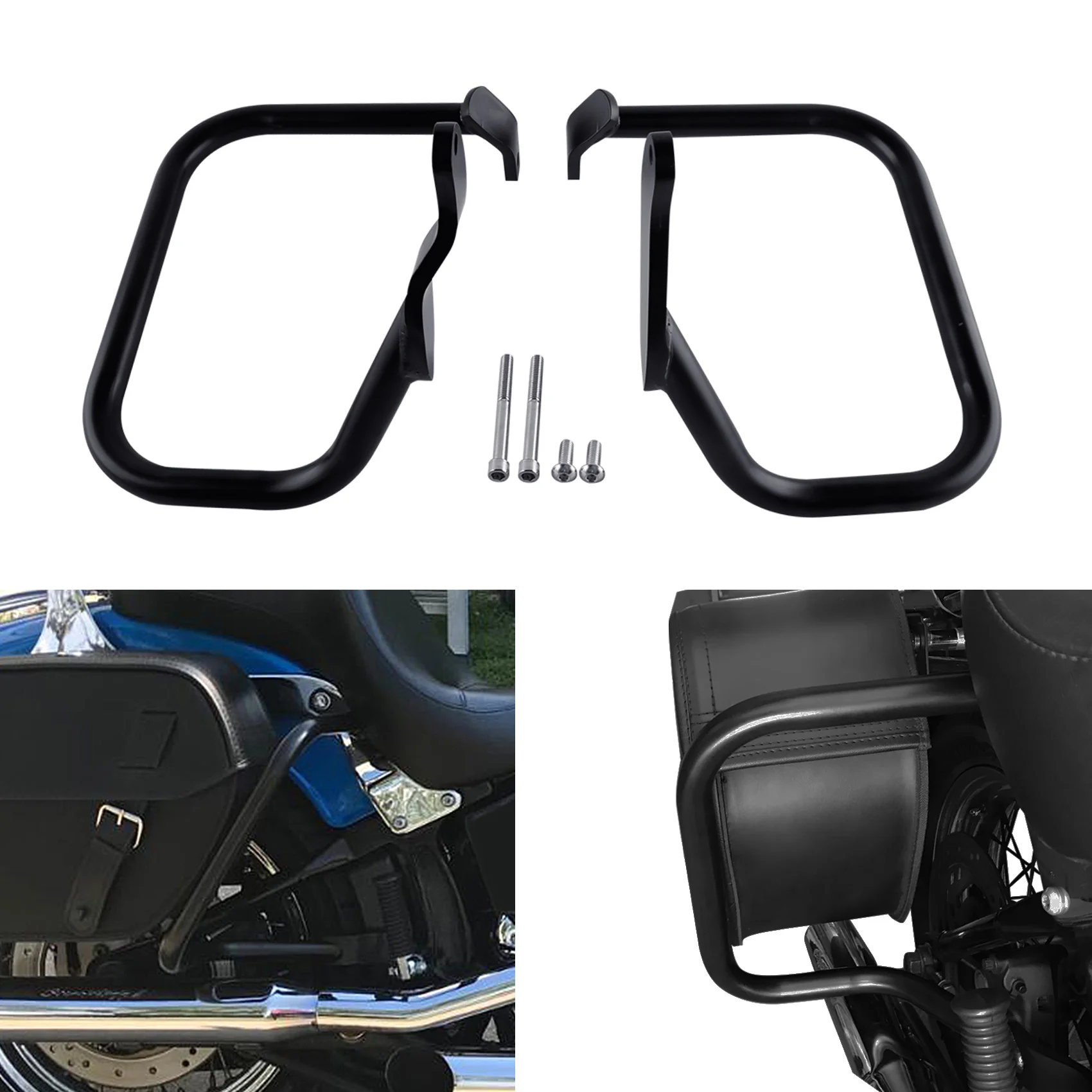 Rear Saddlebags Guard Rails Crash Bar For Harley Heritage Softail Classic FLST FLSTC 2000-2017 FXST FXSTB FXSTS 2000-2005