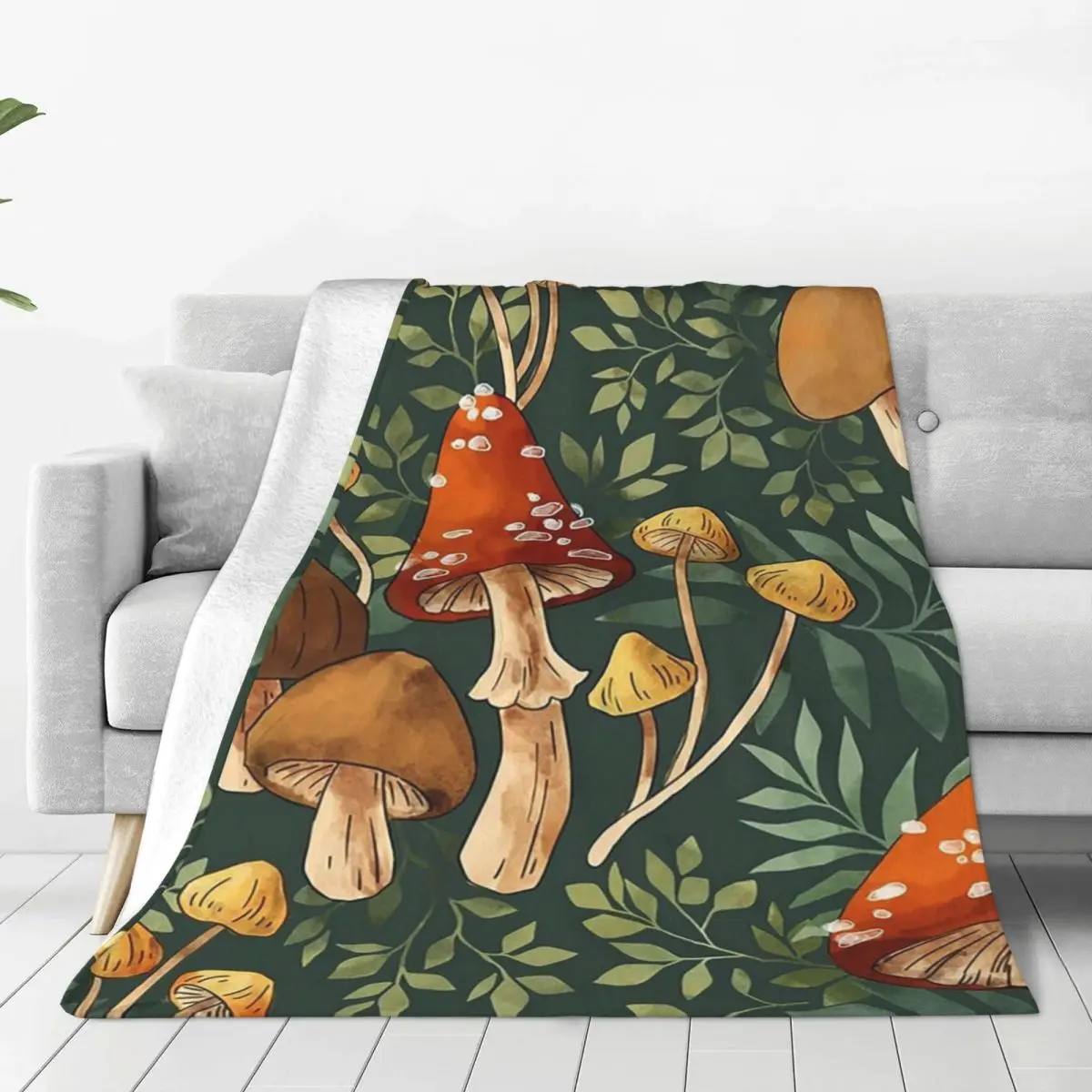 Woodland Mushroom Spray Blankets Fleece Warm Sofa Throw Blankets For Couch Bedding Travel Throws Bedspread Quilt