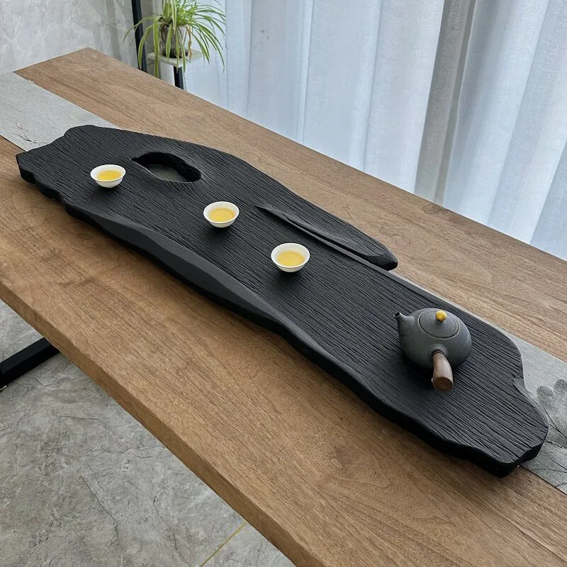Irregular Tableware Tea Tray Black Hospitality Living Room Long Chinese Stone Office Tea Tray Luxury Bandejas Home Decorationgs 5