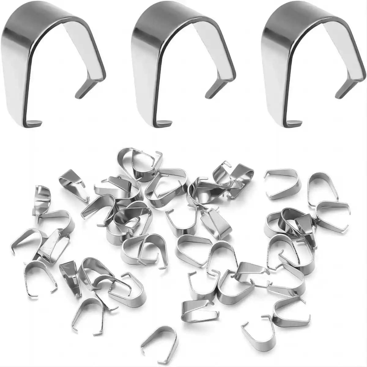 3x7/4x9/5x10mm 100pcs Stainless Steel Pinch Clip Clasp for Jewelry Pendant Claw Melon Seeds Buckle making kit materials DIY