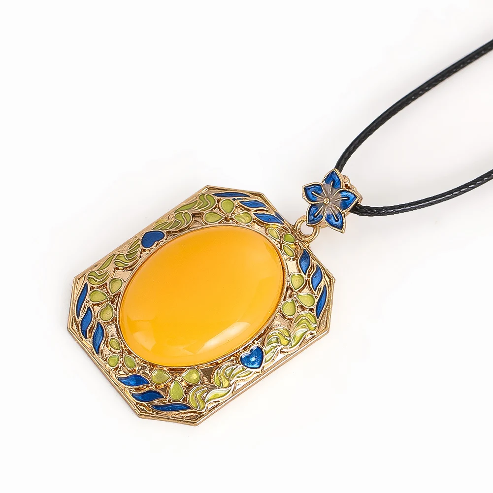

Retro Resin Amber Pendant Necklace Antique Style Oval Yellow Drop Pendant Jewelry Accessory for Women Gift Costume Charm