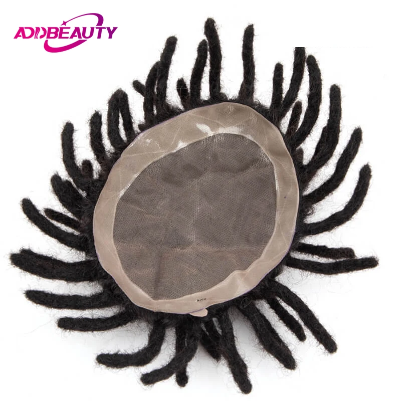 Addbeauty Male Wig Fine Mono NPU Men Toupee Indian Human Hair Wigs Afro Curly Dreadlock for Black Men Natural Hair Prosthesis