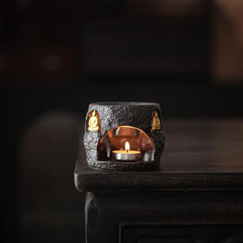Ceramic Dunhuang Buddha Aromatherapy Burner Essential Oil Furnance Candle Holder Indoor Fragrance Censer Home Decor