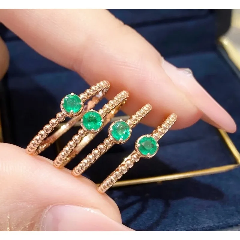 

RUIF Minimalist Style 18k Gold Natural Emerald Ruby Sapphire Diamond Rings Fashion Finger Jewelry Women Party Gifts