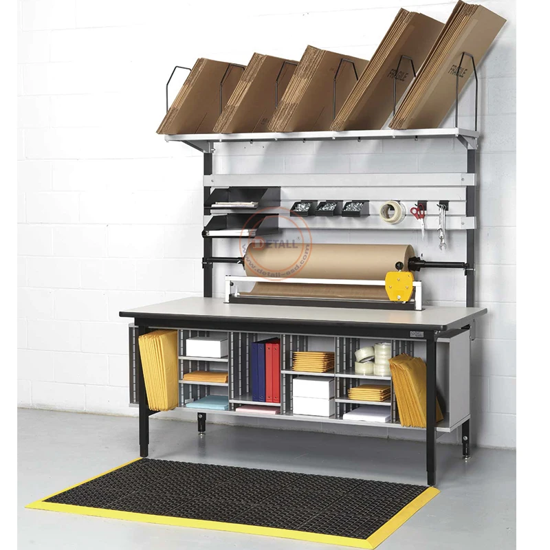 Warehouse and Workshop Area Workbench Packing Station Table with Anti-fatigue Floor Mat