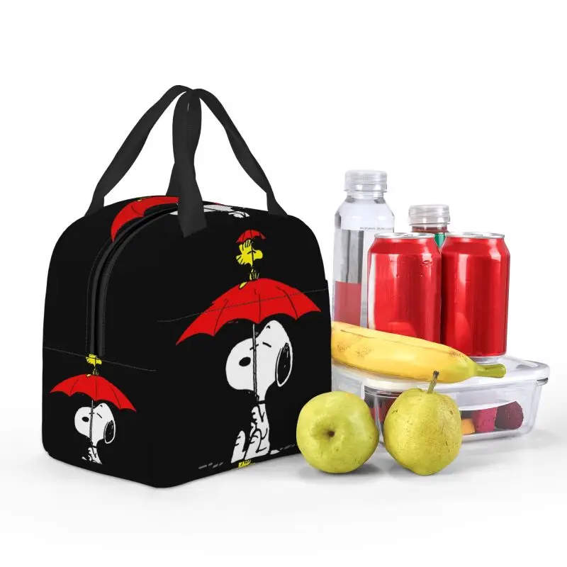 Custom Snoopys Dog Umbrella Insulated Lunch Bag for School Office Waterproof Thermal Cooler Bento Box Women Kids