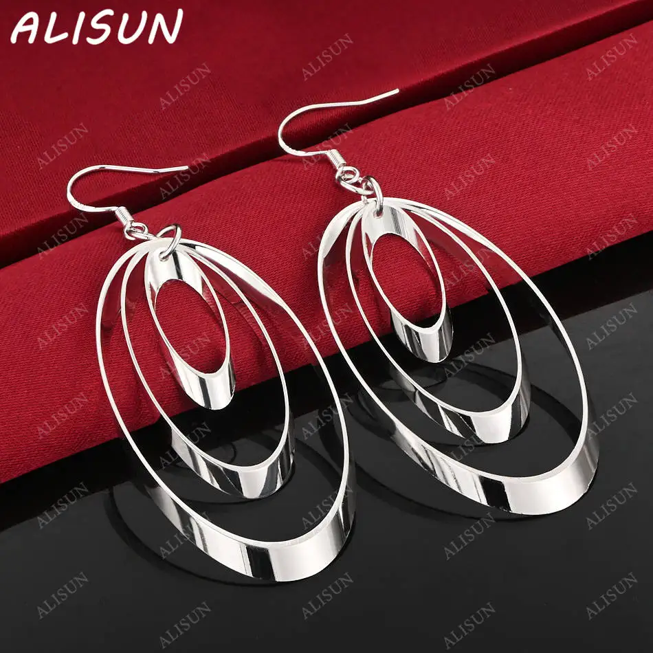 

ALISUN 925 Sterling Silver Design Oval Earrings Drop Earrings Anniversary Gift Popular Wild Fashion Romantic Jewelry