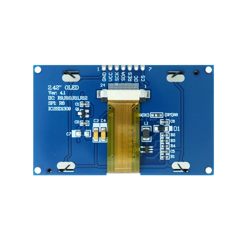 Modulo display OLED da 2,4 pollici Driver SSD1309 - Risoluzione 128x64, interfaccia I2C/SPI (7 pin) Schermo monocromatico COG