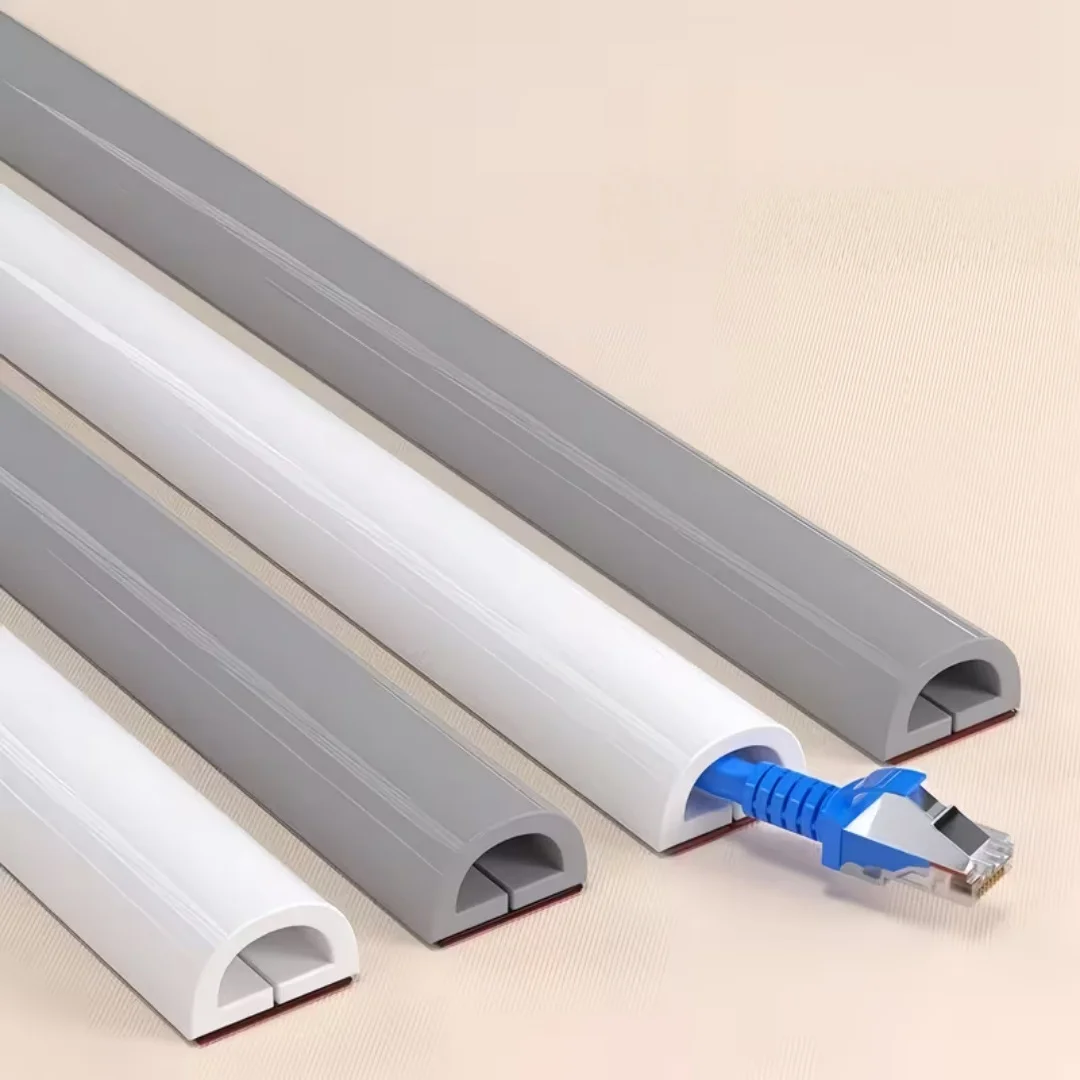 Rubber Protective Sealing Strip for Wires and Cables, Self-Adhesive Floor Wiring, Silicone Protective Cover, Exposed Wiring Duct