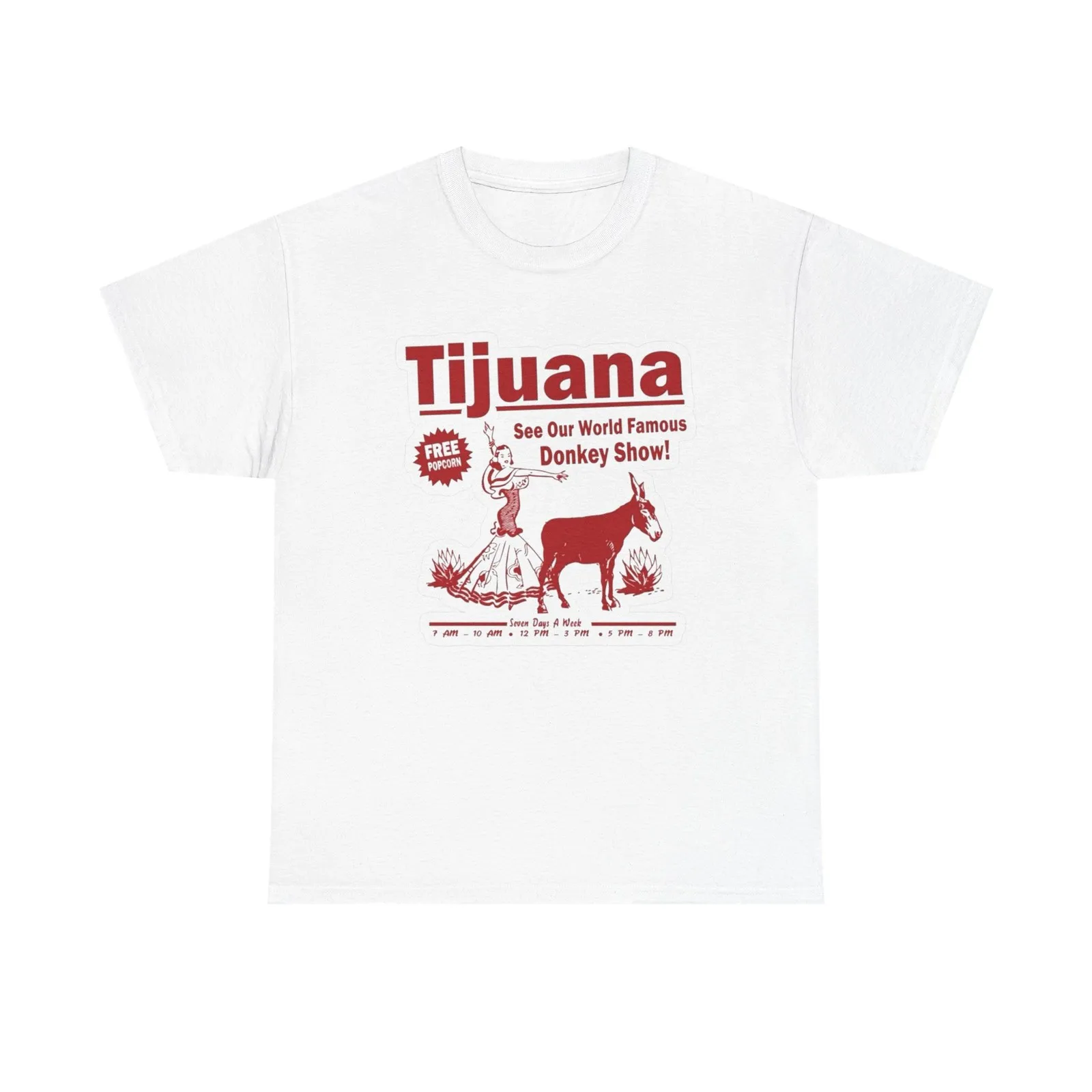 Tijuana Mexico Donkey Show Funny Graphic T Shirt S-5XL NEW Unisex Heavy Cotton