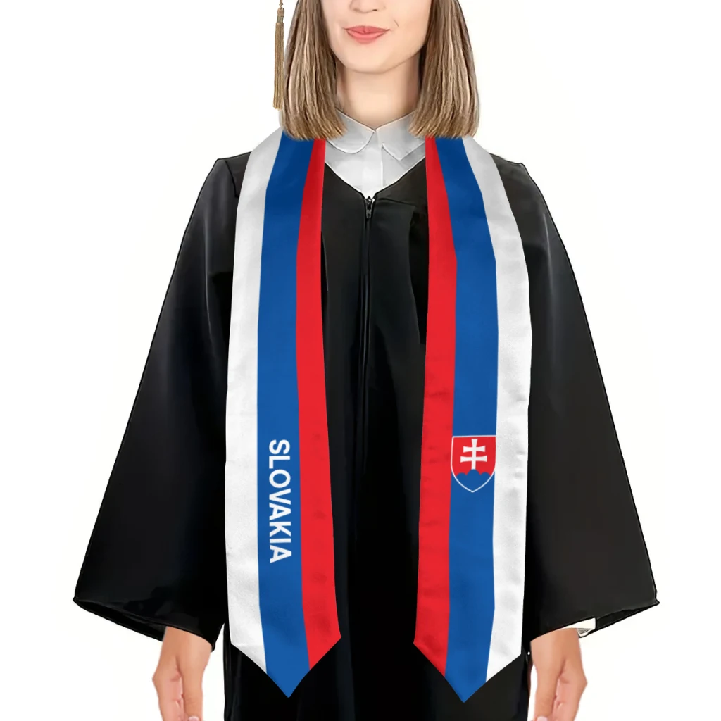 More design Graduation shawl Slovakia Flag & United States Flag Stole Sash Honor Study Aboard International Students 3