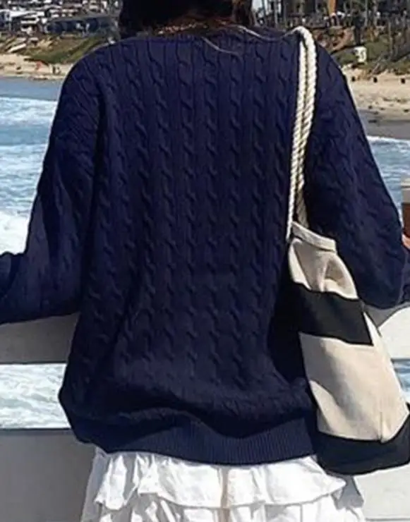 

Женский свитер 2022, осень-зима, повседневное универсальное шерстяное пальто с длинными рукавами, свитер, модный удобный винтажный свитер