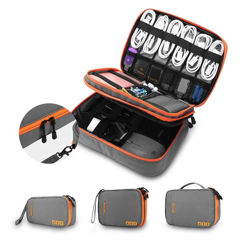 Travel Organizer Bag Gadget Cable Stotage Bag Digital Charger Wires Storage Box Double Layer Makeup Organizer