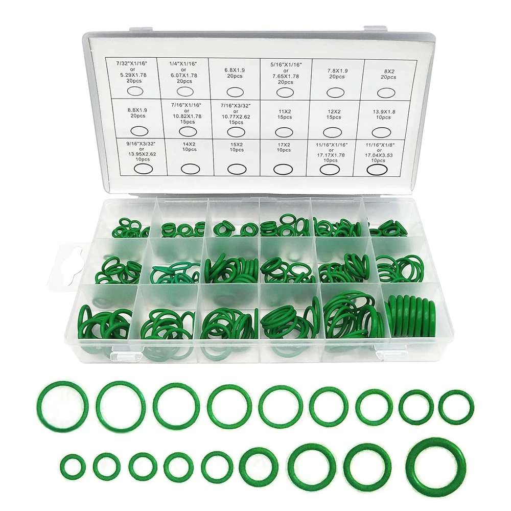 

270Pcs 18 Sizes Universal Car HNBR Air Conditioning O Rings Rubber Refrigerant Ring Sets With Plastic Box Car Auto Repair Tools