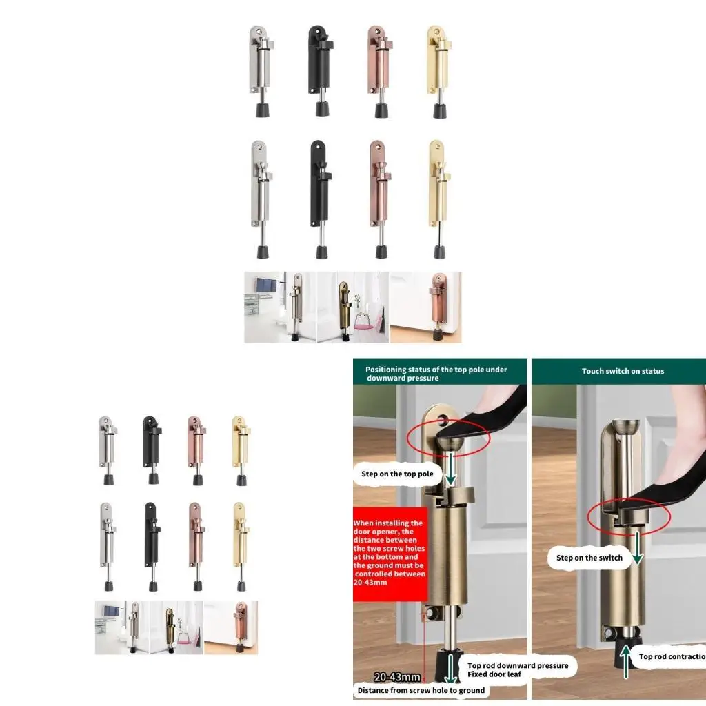 

R9UF Heavy Duty Stainless Steel Adjustable Door Brake Stopper Foot Operated Rustproof for Secure and Stable Positioning