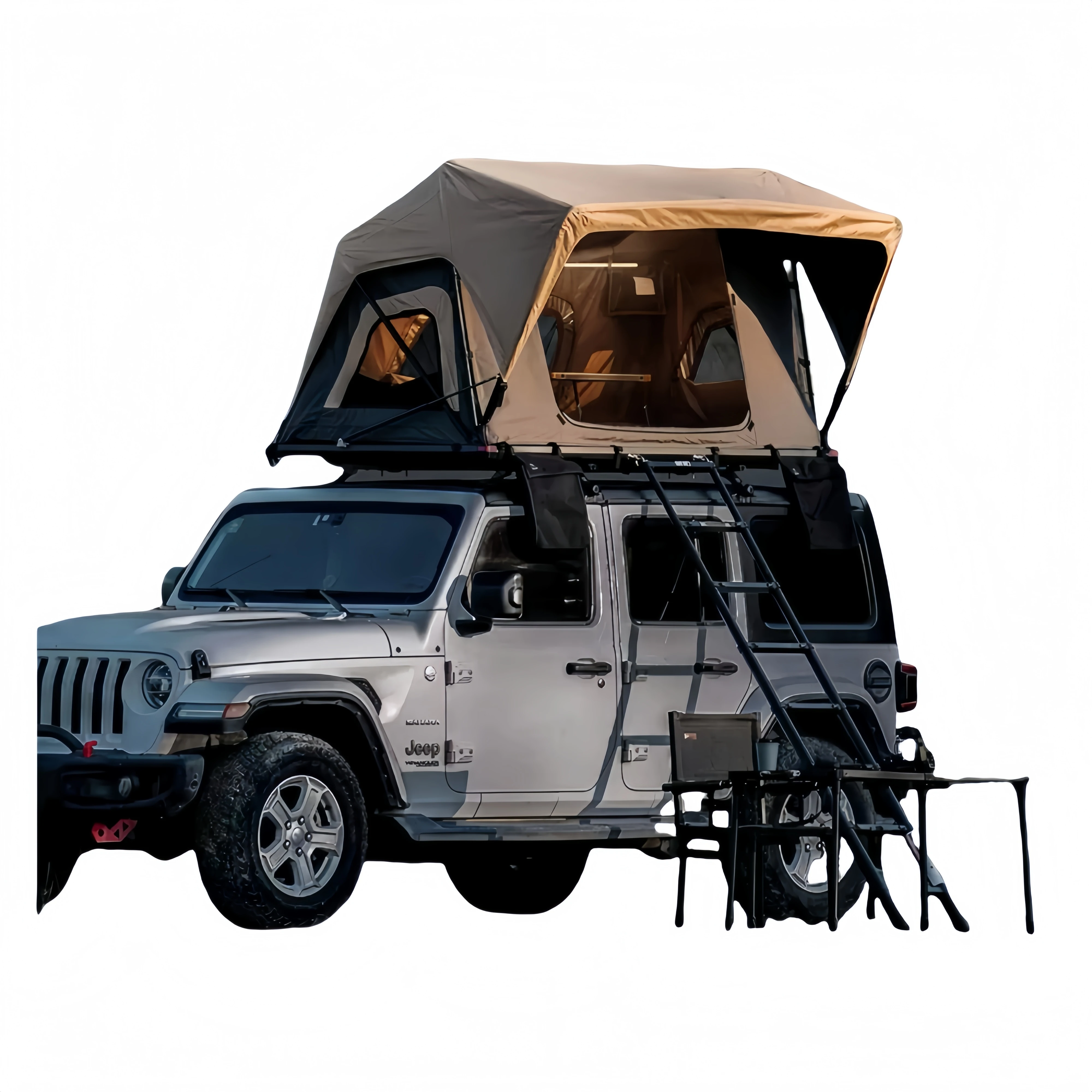 

Оптовая продажа, легкая палатка на крыше автомобиля 4X4, алюминиевый столб, мягкий изолированный холст, Оксфорд для бездорожья, 2-3 человека, кемпер